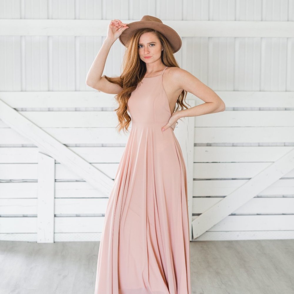 Criss-cross Back Dress || Dusty Rose